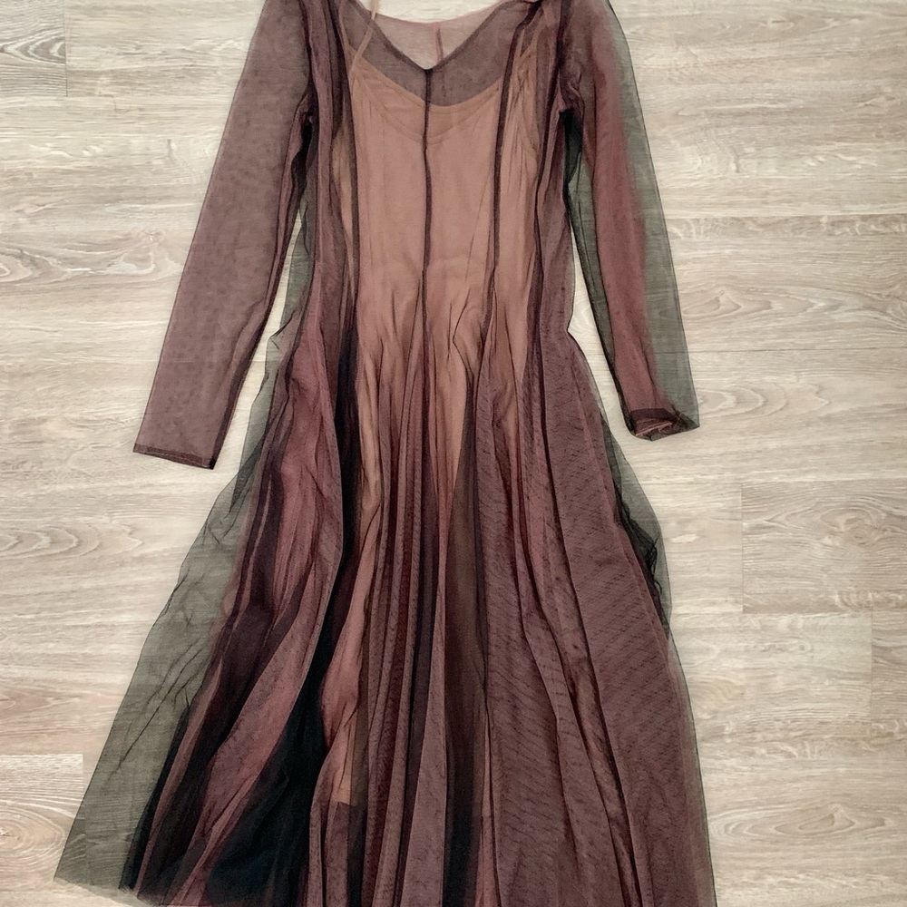 Elegant Brown Sheer Dress
